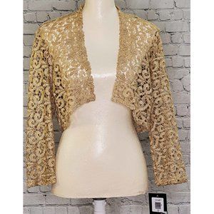 Marina Gold Lace Shrug Cardigan Jacket Vest